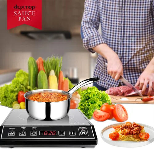 Vista 7 de Duxtop Cacerola Whole-Clad Tri-Capa de Acero Inoxidable con Tapa, 1.6 Cuartos, Utensilios de Cocina para Inducción
