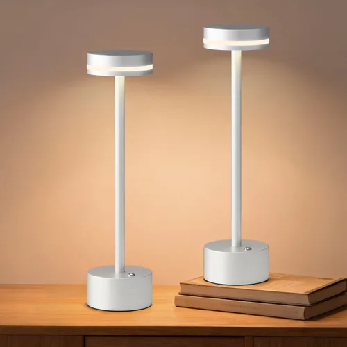 Vista 10 de Lámpara de mesa inalámbrica recargable dorada moderna, lámpara táctil de aluminio y batería operada de 4000mAh, lámparas de mesa LED de 3000K
