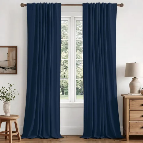 Vista 24 de MIULEE Cortinas de lino 100% opacas para dormitorio, 40 pulgadas de ancho x Marrón Oscuro