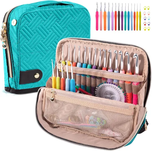 Vista 11 de MYBAGZING Estuche para Ganchos de Ganchillo con Juego de 14 Ganchos de Ganchillo de Tamaño 2 mm (B) - 10 mm (N) Ganchos de Ganchillo Ergonómicos