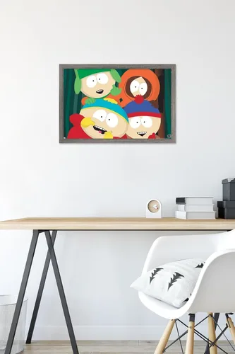 Vista 6 de Trends International South Park - Póster de pared de primer plano, 14.72 x 22.37 pulgadas, versión enmarcada de madera de granero
