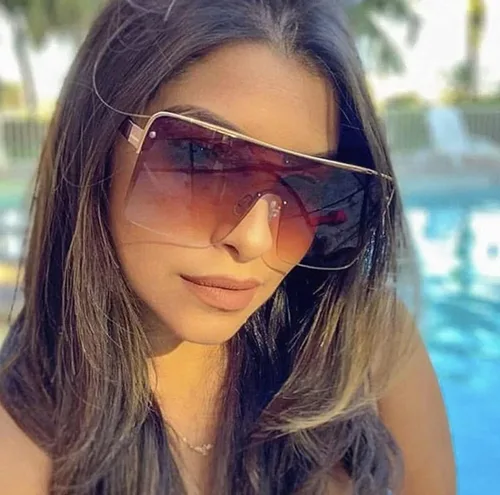 Vista 4 de W&Y YING Gafas de sol de gran tamaño con parte superior plana para hombres y mujeres, semirremolques, elegantes y de gran tamaño, gafas deportivas