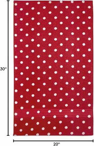 Vista 7 de Juego de 2 toallas de mano de rizo de algodón con lunares de 20 x 30 pulgadas (rojo carmesí)