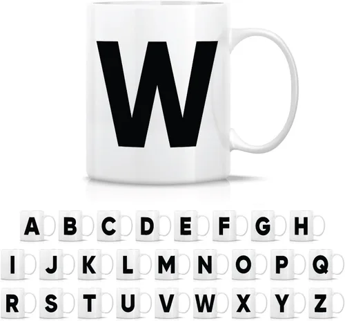 Vista 31 de Retreez Taza con monograma con monograma del alfabeto de la A a la Z con inicial, tazas de café de cerámica de 11 onzas – Agradecimiento
