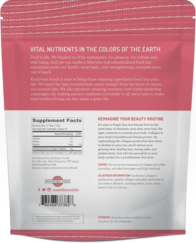 Vista 2 de Colágeno Earthtone. Péptidos 16 onzas. Proteína de carne de res sin transgénicos, 1