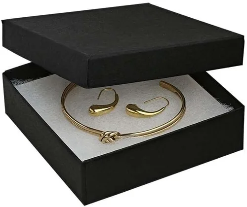 Vista 2 de RJ Displays Paquete de 100 collares de cartón de cartón negro mate rellenos de cartón, aretes, pulseras, relojes, colgantes, tobilleras, baratijas
