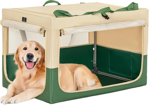 Vista 19 de Jaula suave de 36 pulgadas para perros grandes, perrera de viaje portátil con cremalleras bloqueables, base impermeable, funda lavable, marco