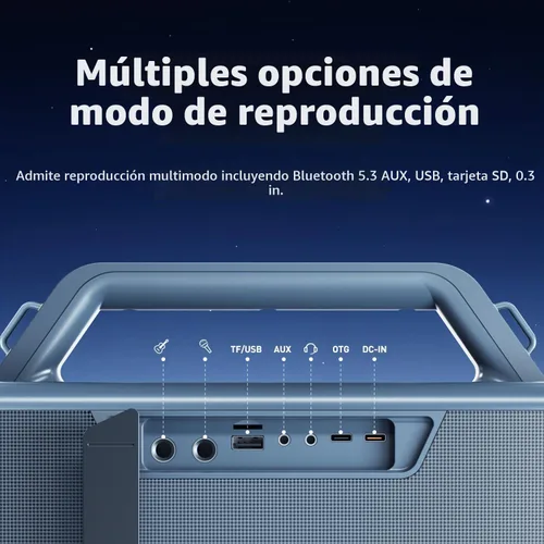 Vista 3 de Yeahbox Thunder 500 Altavoz de Fiesta – Sistema PA Bluetooth de Potencia Máxima de 200W con Micrófonos Inalámbricos Duales, Tarjeta de Sonido DSP
