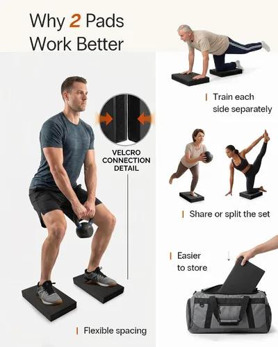 Vista 3 de StrongTek 2-in-1 Foam Balance Pad and Kneeling Pad, Non-Slip Supportive Cushioning, Core Stability Training, Yoga and Pilates, Physical Therapy