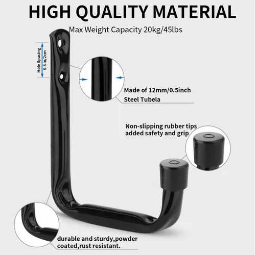 Vista 5 de Ganchos de almacenamiento de garaje, perchas de utilidad en J resistentes para montaje en pared