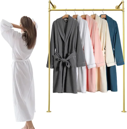Vista 3 de DYRABREST Perchero de pared moderno de metal dorado para almacenamiento de ropa, soporte de exhibición de ropa comercial, perchero portátil