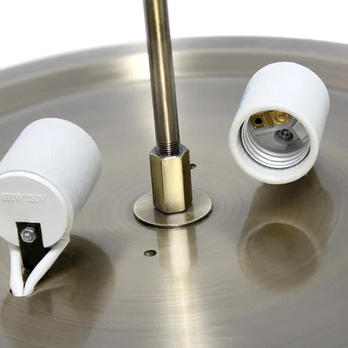 Vista 8 de Diseños elegantes FM1000-ABS Lámpara de techo de cristal en forma de elipse de 13 pulgadas moderna de metal con 2 luces en forma de cuenco