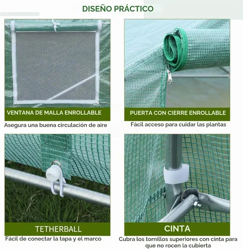 Vista 4 de Outsunny, invernadero portable Walk-In de 20' x 10' x 7' - verde oscuro.