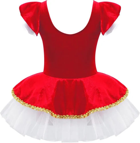 Vista 2 de Vestido de leotardo de ballet para niñas y niñas, con temática de cuento de hadas, fiesta de Ringmaster de malla, falda tutú de actuación