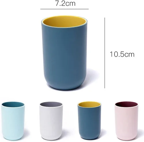 Vista 5 de Vaso de agua de plástico irrompible reutilizable, vasos con cepillo de dientes, vasos multicolor para niños y parejas (gris)