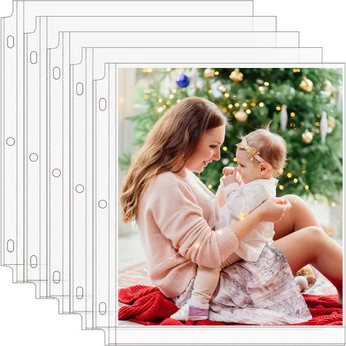 Vista 15 de MaxGear Paquete de 30 fundas de fotos de 3.5 x 5 para carpeta de 3 anillos (240 imágenes), protectores de páginas de archivo de alta resistencia