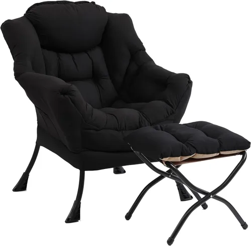 Vista 24 de Furlide - Silla perezosa con otomana, silla moderna con reposapiés plegable, silla de acento de salón, silla de lectura cómoda, sillones grandes