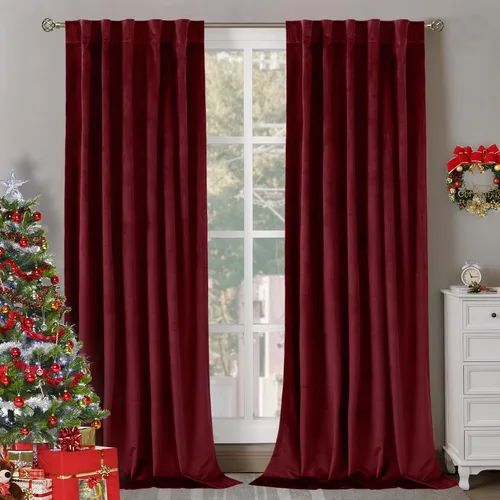 Vista 26 de BGment Cortinas de terciopelo rosa polvoriento, 2 paneles de 84 pulgadas, 2 paneles para sala de estar, aislamiento térmico de lujo, reducen