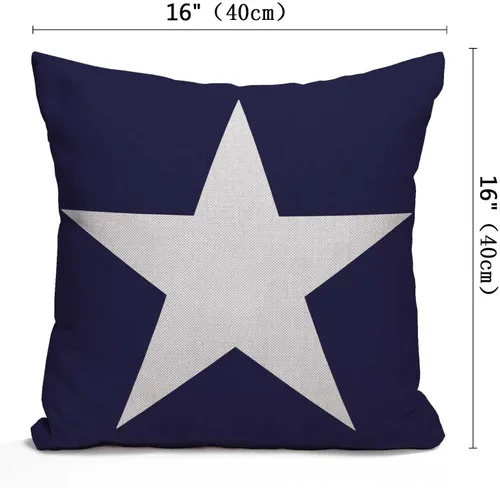 Vista 2 de Nphuriy Funda de almohada con diseño abstracto de estrellas de Estados Unidos sobre fondo azul, funda de almohada decorativa de algodón y lino Multi