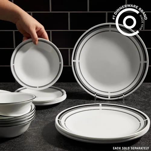 Vista 2 de Corelle Vitrelle - Juego de platos para ensalada y aperitivos de 6.75", vidrio de triple capa y resistente a las astillas, platos redondos ligeros