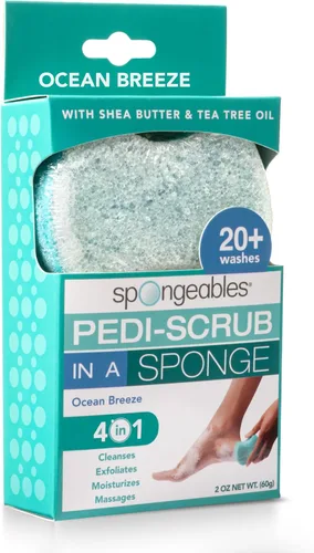 Vista 35 de Spongeables Pedi Scrub Foot Exfoliating 20+ Wash Sponge, aceite de argán, 2
