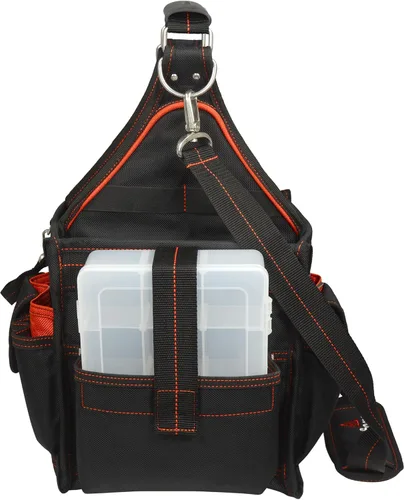 Vista 9 de Hultafors Work Gear HT5582 - Portaherramientas eléctrica/de mantenimiento, 23 bolsillos, bolsa de herramientas de poliéster balístico resistente