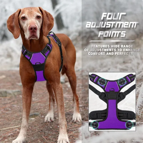 Vista 112 de BARKBAY - Arnés para perro sin tirones con clip frontal, material resistente y reflectante, asa de fácil control para pasear perros grandes