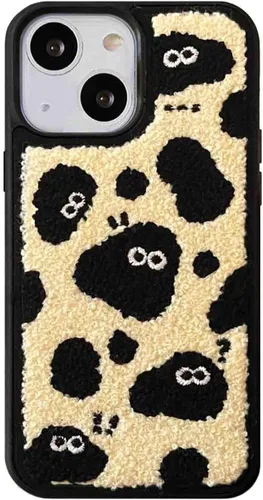 Vista 17 de Funda de briquetas linda y esponjosa para iPhone 14, 6.1 pulgadas (negro)