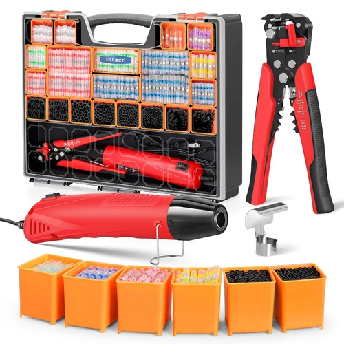 Vista 10 de Kuject Pistola de calor para tubos retráctiles, 820 conectores de alambre de sellado de soldadura y kit de tubos termorretráctiles, kit