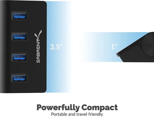 Vista 6 de SABRENT Concentrador de datos portátil de aluminio de 4 puertos USB 3.0 con cable USB 3.0 de 2.5 pies para iMac, MacBook, MacBook Pro, MacBook Air