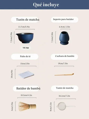Vista 9 de Juego de 6 batidores japoneses de matcha, hecho a mano con cuenco (chawan), batidor de bambú (Chasen) y soporte, cuchara, tamiz y toalla de té, kit