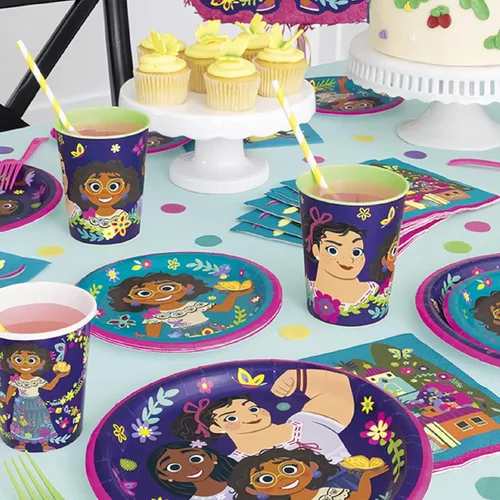 Vista 3 de Unique Encanto - Vasos de papel para fiesta de cumpleaños de 9 onzas, 8 unidades por paquete