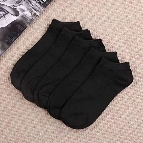 Vista 2 de 5 pares de calcetines para mujer y hombre, calcetines cortos de algodón de corte bajo, calcetines transpirables y transpirables