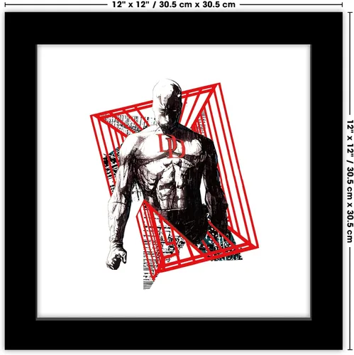 Vista 6 de Trends International Gallery Pops Marvel Comics Daredevil - Póster geométrico de tinta de diablo, arte de pared, 12.00 x 12.00 pulgadas, versión