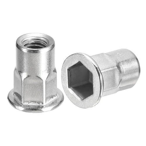 Vista 6 de uxcell M3 Tuercas de remache con cuerpo hexagonal, 60 unidades de acero inoxidable 304 con cabeza plana y rosca interna