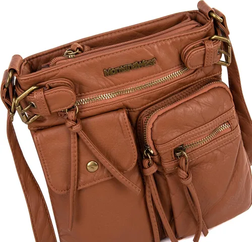 Vista 5 de Montana West Crossbody Bag for Women Multi Pocket Shoulder Medium Travel Purses Ultra Soft Washed Leather