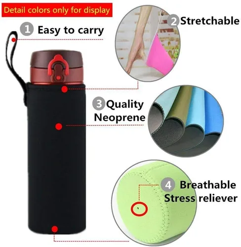 Vista 5 de Funda para botella de agua de 25 onzas, funda de neopreno aislada para botella de agua, soporte para botella de agua, funda de bolsa de 25.4 fl oz