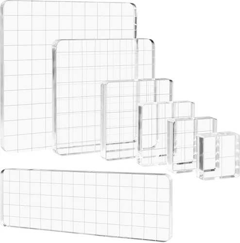 Vista 16 de Briartw Kit de bloques de sello de acrílico transparente con líneas de rejilla, 3 piezas de bloque de sello acrílico, juego de herramientas de 3