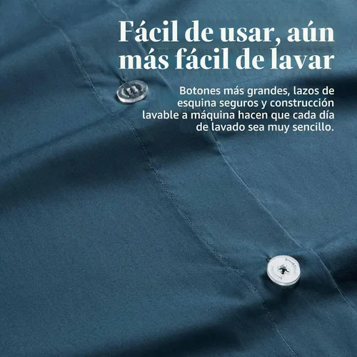 Vista 5 de Brooklinen Funda de edredón de percal de lujo, 100% algodón, fresca, nítida, lazos de esquina extralargos, cierre de botones, suave y transpirable