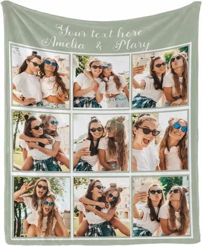 Vista 20 de InterestPrint Manta personalizada con texto y fotos, collage, regalo personalizado para cumpleaños, aniversario, boda, regalo personalizado
