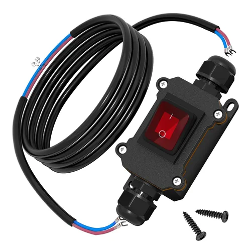 Vista 6 de RVBOATPAT Interruptor de cable en línea de 12 V, 20 A CC, interruptor en línea impermeable IP67 rojo iluminado 2 posiciones 4 pines DPST con cable