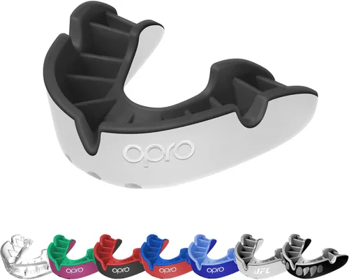 Vista 10 de OPRO Protector bucal moldeable de nivel plateado, ajuste esencial (negro/rojo) para niños y jóvenes, protector bucal de boxeo para artes marciales