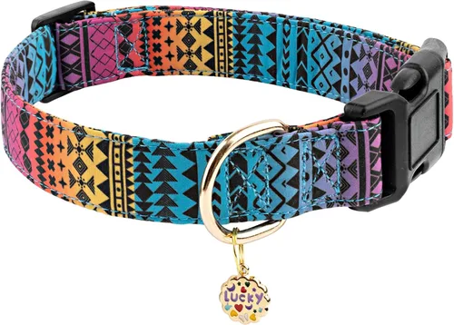 Vista 9 de Faygarsle - Collar de algodón para perros, collar de diseñador para hembras, tamaños pequeños, medianos y grande, diseño de flores con dijes de Beige
