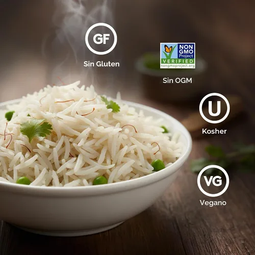 Vista 6 de Arroz blanco tradicional basmati Daawat - Bolsa de 10 libras Auténtico arroz basmati de grano extra largo