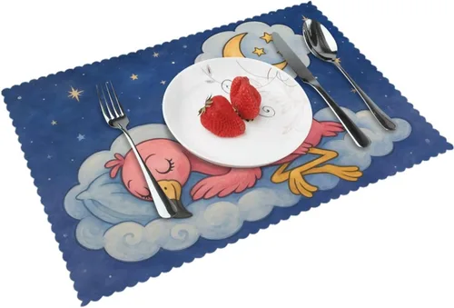 Vista 14 de Rectangular Placemats Set of 4, Heat Resistant Black Eagle Printed Kitchen Dining Table Mats