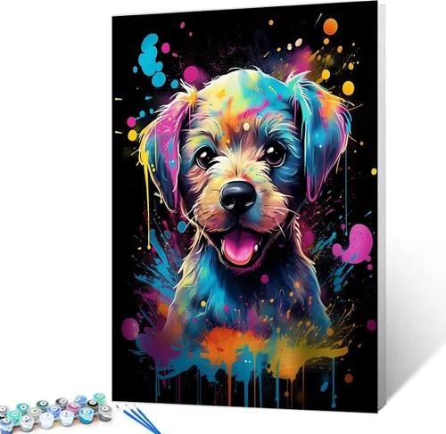 Vista 15 de Tucocoo Kit de pintura por números de lobo colorido, lienzo de 16 x 20 pulgadas, pintura al óleo digital para adultos con pinceles y pigmento Obras