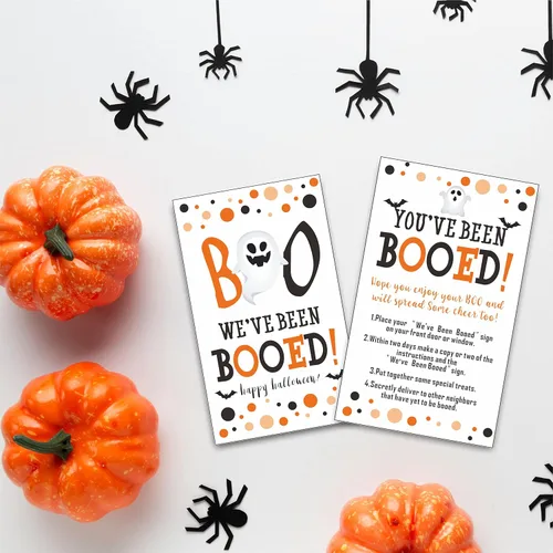 Vista 6 de Juego de fiesta de Halloween, suministros de Halloween, decoraciones, hemos sido abucheados, juegos de cartas de juego I've Been BOOED, 40 tarjetas
