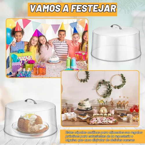 Vista 7 de Uiifan 2 cubiertas de plástico transparente para cúpula para tartas, cubierta redonda de acrílico de 12 pulgadas, cúpula de 7.5 pulgadas de alto