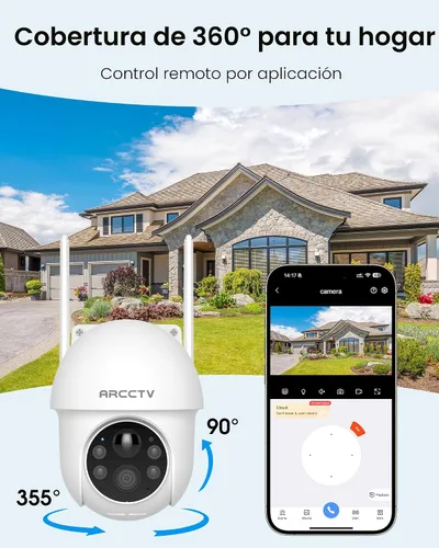 Vista 4 de ARCCTV Cámaras de seguridad solares inalámbricas para exteriores, cámara exterior alimentada por batería de 4MP vista 360°