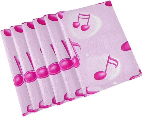 Vista 9 de Personalizado Dibujos Animados Rosa Notas Mat con Placa de Primavera Reutilizable Mantel Individual para Bebé Conjunto de 6 12 x 18 para Mesa